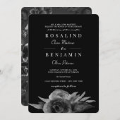 Luxuriöse, einzigartige Schwarz-Weiß-Blumen-Hochze Einladung (Vorne/Hinten)