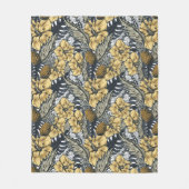 Luxuriöse Elegange Gold N'Black Tropical Blume Fleecedecke (Vorderseite)