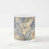 Luxuriöse Elegange Gold N'Black Tropical Blume Mattglastasse (Mittel)