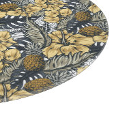 Luxuriöse Elegange Gold N'Black Tropical Blume Schneidebrett (Ecke)