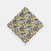 Luxuriöse Elegange Gold N'Black Tropical Blume Serviette (Ecke)