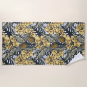 Luxuriöse Elegange Gold N'Black Tropical Blume Strandtuch (Vorderseite)