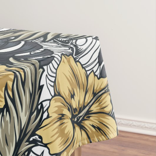 Luxuriöse Elegange Gold N'Black Tropical Blume Tischdecke (Beispiel)