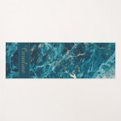 Luxuriöse Elegant Blue Gold Marmor Name Yogamatte (Vorderseite (Horizontal))