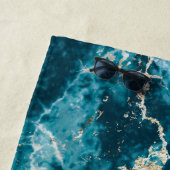 Luxuriöse Elegant Blue Gold Marmoreffekt Monogram Strandtuch (Beispiel)