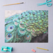 Luxuriöse Elegant Boho Aquamarin Pfauenfedern Seidenpapier (Basteln)