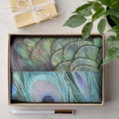 Luxuriöse Elegant Boho Aquamarin Pfauenfedern Seidenpapier (Geschenk)