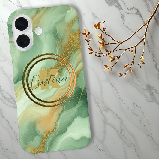 Luxuriöse Elegant Emerald Green Marble & Gold Vein Case-Mate iPhone Hülle