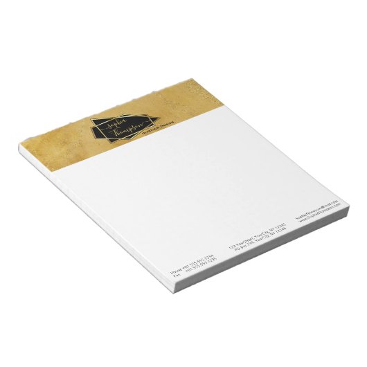 Luxuriöse Elegant Gold Glitzer Marmorschrift Notizblock (angewinkelt)