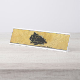 Luxuriöse Elegant Gold Glitzer Marmorschrift Schreibtischnamensplakette