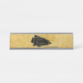 Luxuriöse Elegant Gold Glitzer Marmorschrift Schreibtischnamensplakette (Vorderseite )