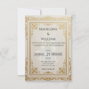 Luxuriöse Elegant Gold Wedding RSVP Karte