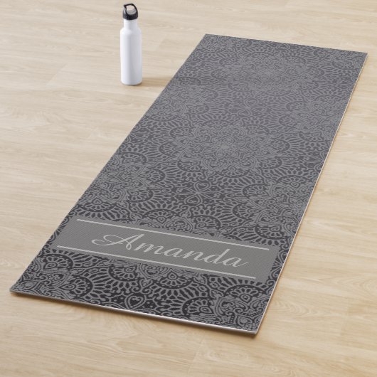 Luxuriöse Elegant Gray Black Pattern Designname Yogamatte (Beispiel)