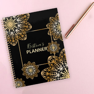 Luxuriöse Elegant Metallic Gold Floral Mandala Planer
