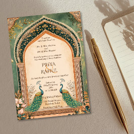 Luxuriöse Elegant Vintag Gold Peacock Indian Weddi Einladung