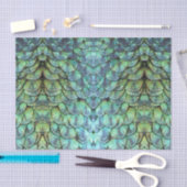 Luxuriöse Elegante Aquamarine Pfauenbackfedern Seidenpapier (Handwerk)