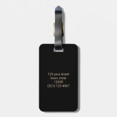 Luxuriöse elegante Black and Gold Dinosaur Monogra Gepäckanhänger (Rückseite vertikal)