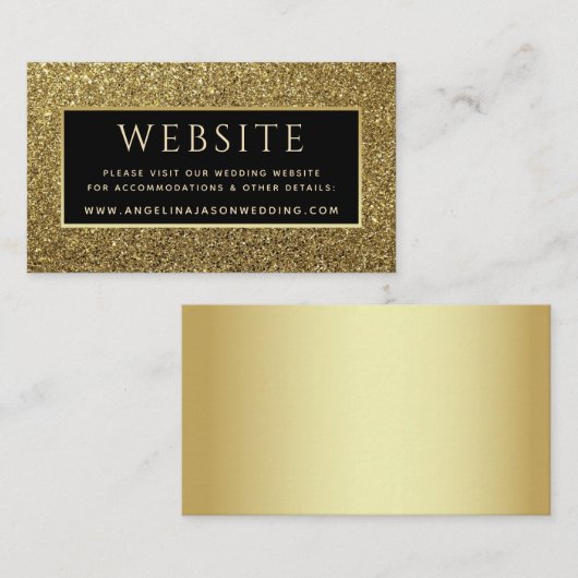 Luxuriöse elegante Black Glitzer Gold Wedding Webs Begleitkarte (Vorne/Hinten)