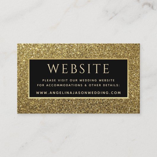 Luxuriöse elegante Black Glitzer Gold Wedding Webs Begleitkarte (Vorderseite)