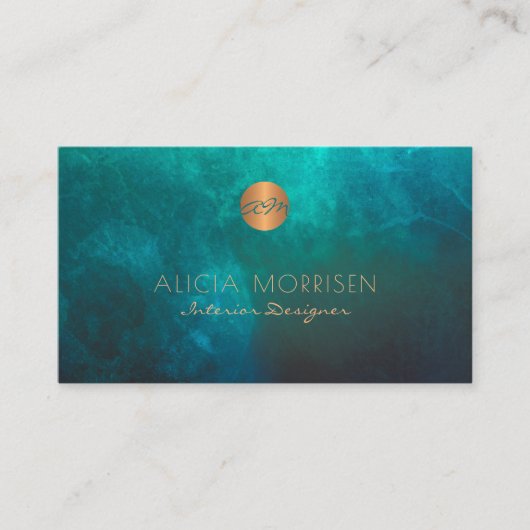 Luxuriöse elegante dunkelgrüne Aquarell mit Monogr Visitenkarte (Vorderseite)