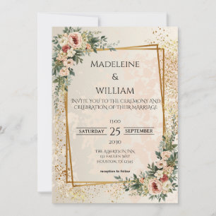 Luxuriöse Elegante Garden Blume Hochzeit Save The Date