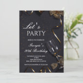 Luxuriöse elegante Geburtstagsparty für Erwachsene Einladung (Stehend Vorderseite)