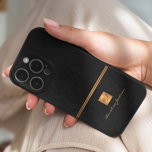 Luxuriöse elegante Gold Glitzer schwarz mit Monogr Case-Mate iPhone Hülle