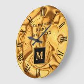 Luxuriöse Elegante Gold Marmor Mit Monogramm Große Wanduhr (Winkel)