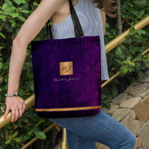 Luxuriöse elegante Gold moderne lila mit Monogramm Tasche