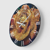 Luxuriöse Elegante Gold Rose Große Wanduhr (Winkel)