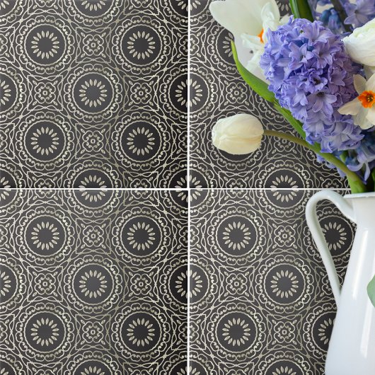 Luxuriöse elegante Imitate Gold und Black Arabesqu Fliese