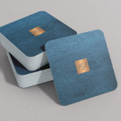 Luxuriöse elegante Leder-Kupfer-Monogramm Quadratische Visitenkarte