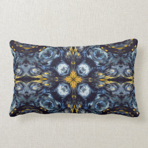 Luxuriöse, elegante, navy blaue Mandala, gelbe De Lendenkissen