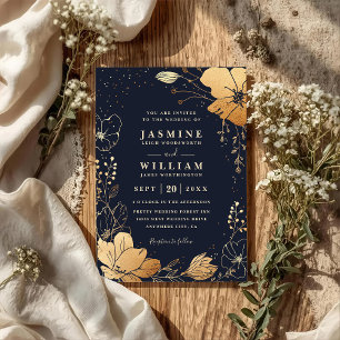 Luxuriöse elegante QR-Code-Hochzeit mit goldenen B Einladung