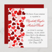 Luxuriöse Elegante Red Hearts Wedding Einladung (Vorne/Hinten)