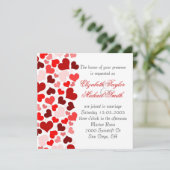 Luxuriöse Elegante Red Hearts Wedding Einladung (Stehend Vorderseite)
