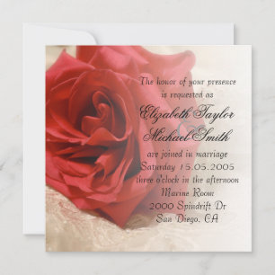 Luxuriöse Elegante Rote Rose Lace Wedding Einladun Einladung
