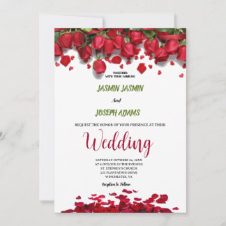 Luxuriöse elegante rote Rosen Hochzeit Einladung