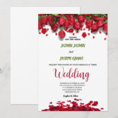 Luxuriöse elegante rote Rosen Hochzeit Einladung (Vorne/Hinten)