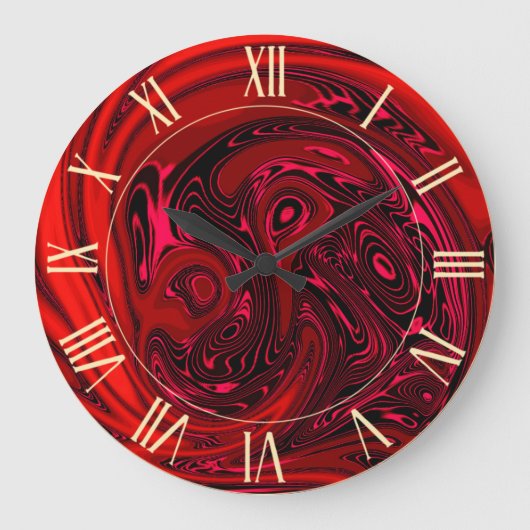Luxuriöse Elegante Rotes Drachen Abstrakt Große Wanduhr (Vorderseite)