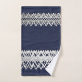 Luxuriöse, elegante, silberne Linien, marineblauer Badhandtuch Set (Handtuch)