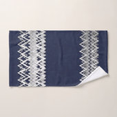 Luxuriöse, elegante, silberne Linien, marineblauer Badhandtuch Set (Handtuch)