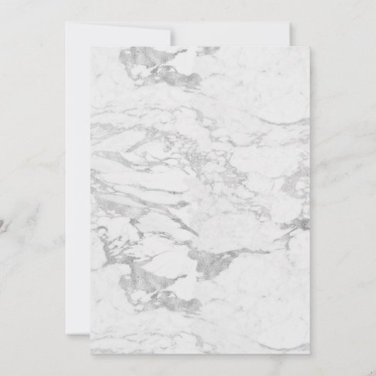 Luxuriöse Elegante Silver Foil Marmor Hochzeit Einladung (Rückseite)