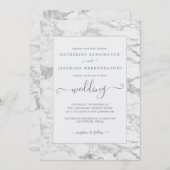 Luxuriöse Elegante Silver Foil Marmor Hochzeit Einladung (Vorne/Hinten)
