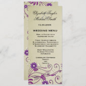 Luxuriöse Elegante Vintage Wirbel Blumenmenü Menükarte (Vorne/Hinten)