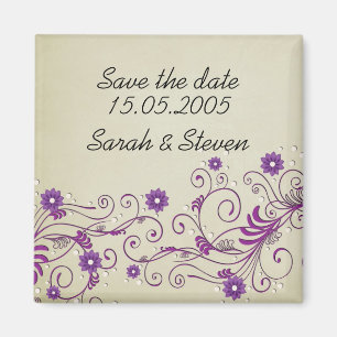 Luxuriöse Elegante Vintage Wirbel Save the Date fl Magnet