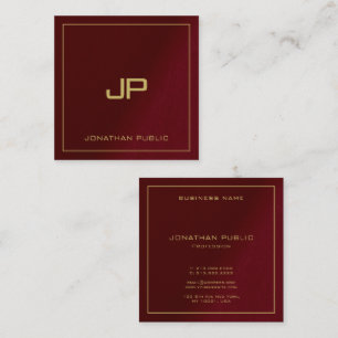 Luxuriöse elegante Vorlage Gold Text Monogram Quadratische Visitenkarte
