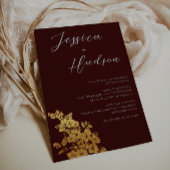 Luxuriöse Eleganz: Burgundy & Gold Floral Wedding Einladung