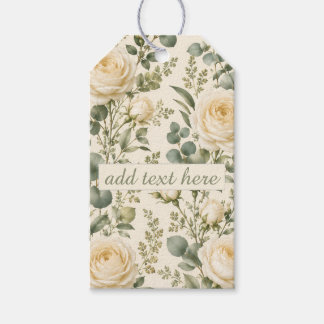 Luxuriöse Elfenbein-Rose und Salbei-Eukalyptus-Hoc Geschenkanhänger