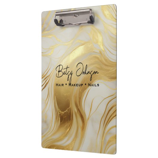 Luxuriöse Elfenbein und Goldfoil marmoriert Klemmbrett (Links)